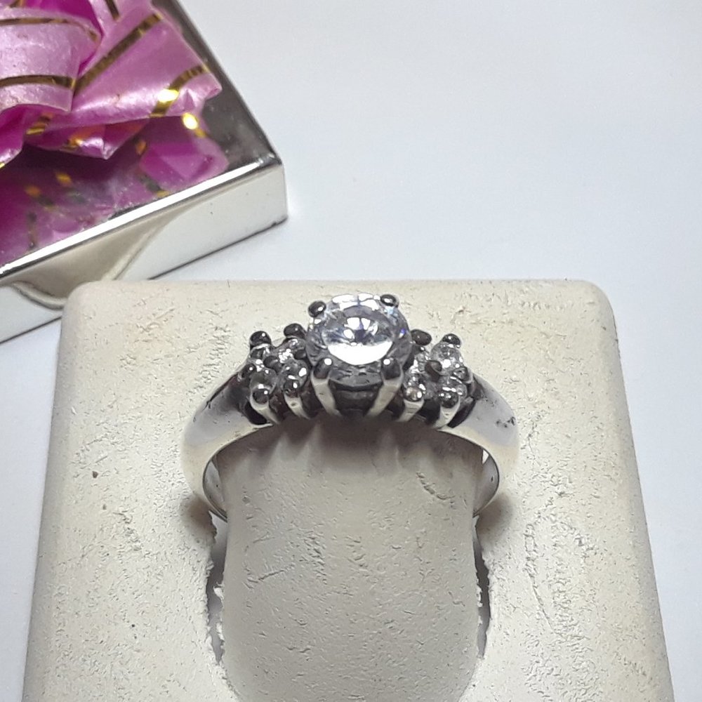 1.15cttw Rd CZ 925 S-10.5 Engagement Ring#15752